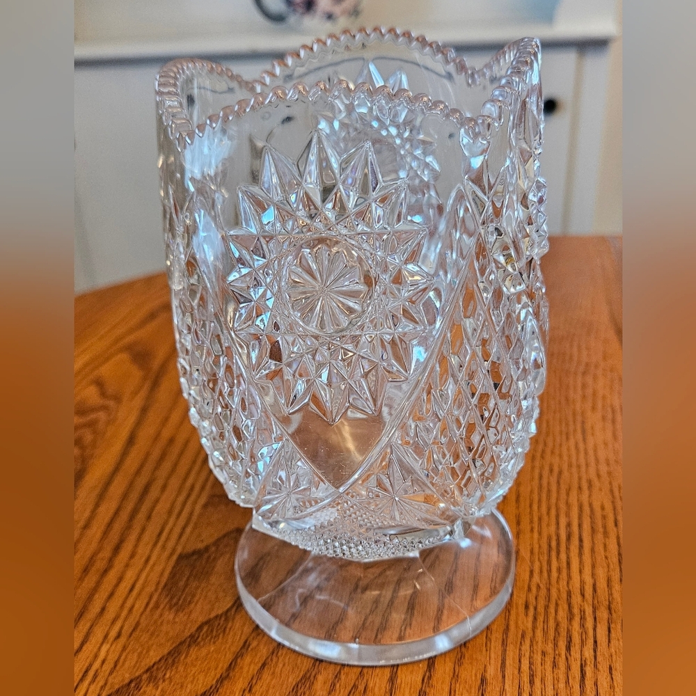 Vintage Clear Pressed Glass Vase